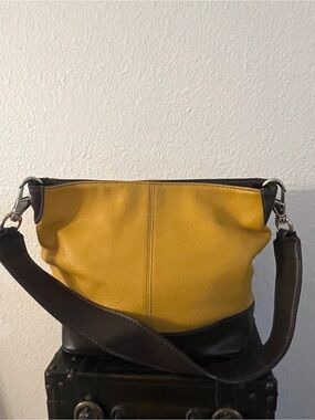 Tignanello Yellow and Black Leather Shoulder Bag